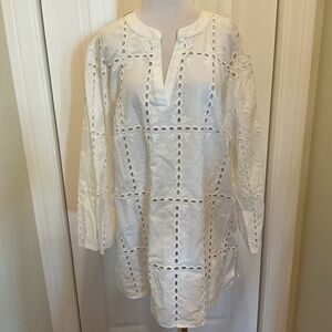 Adiva Elegant White Eyelet Blouse Size 1X